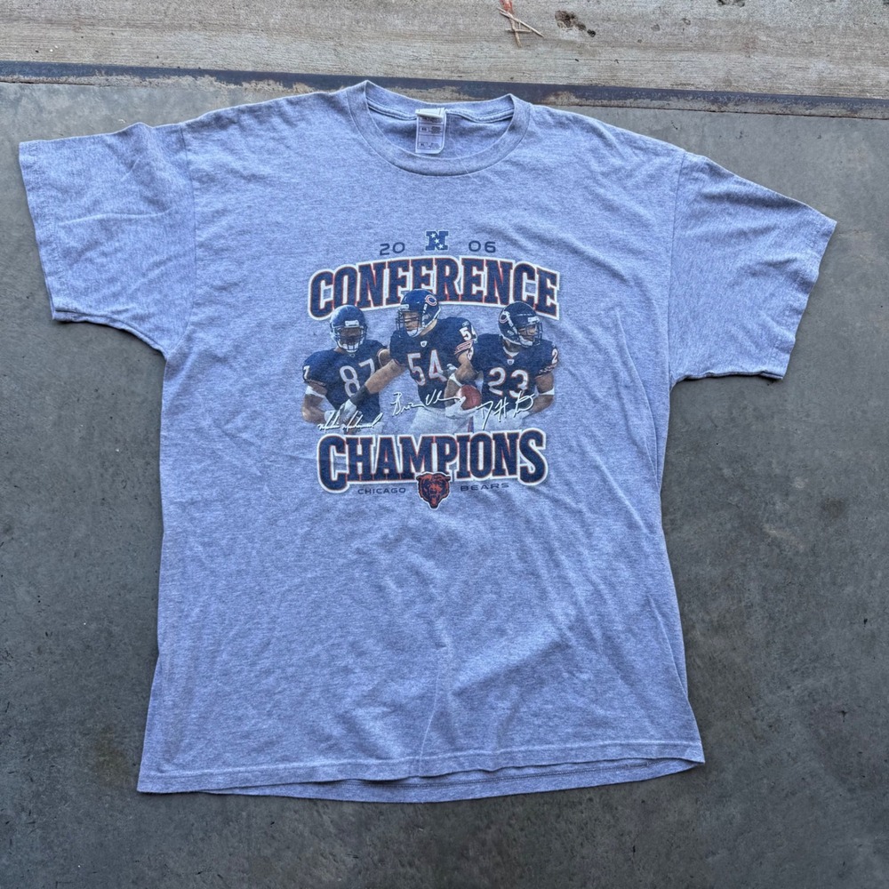 Vintage 2006 Chicago Bears NFC Conference Champions T-Shirt XL Gray Urlacher NFL